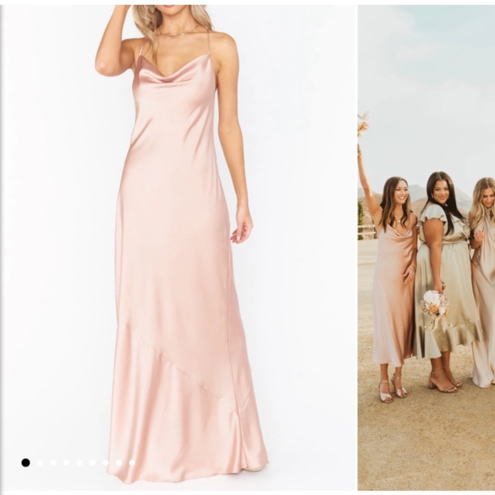 NWT Tuscany Maxi Dress in Rose Gold Luxe Satin